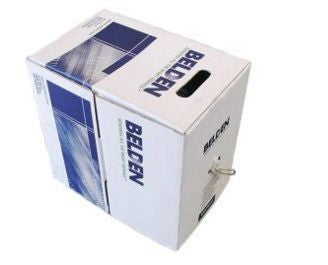 Belden 8461 18 AWG stranded tinned copper 1-pair unshielded cable with chrome PVC jacket, 1000 feet spool, used for audio, control, and instrumentation wiring.