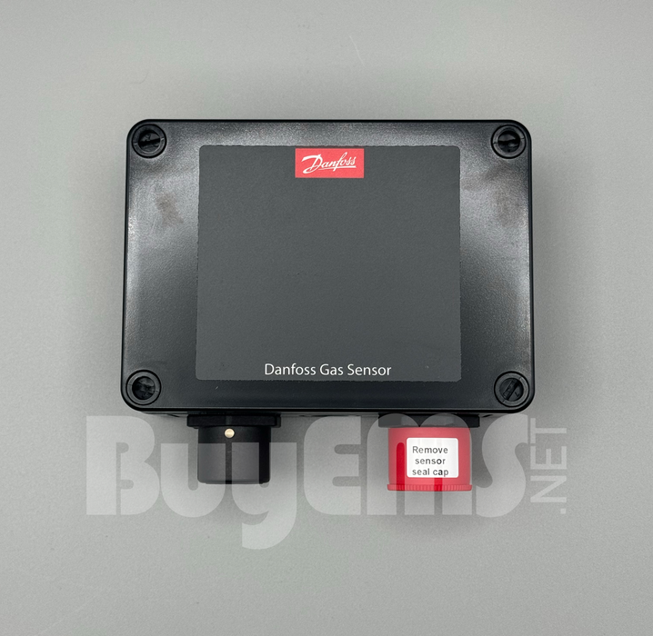 080Z2810 Gas Detecting Sensor — detects refrigerant gases (R134a, R1234yf) for HVAC-R systems. Alarm limits: High/Low 500 ppm, operating range: -35°C to 60°C, flexible AC/DC power supply, LED & buzzer alerts.