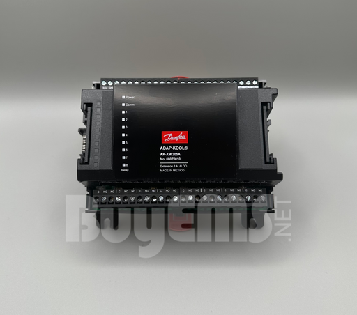 Image of Danfoss 080Z0010 AK2-XM 205A Module, an extension module with 8 analog inputs and 8 digital outputs, enhancing control systems with reliable performance and precise control. Ideal for HVAC and industrial automation applications.