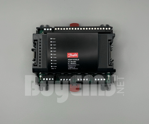 Image of Danfoss 080Z0023 AK-XM 208C Module, featuring 8 analog inputs and 4 stepper motor outputs, ideal for precise control of stepper motor valves in HVAC and industrial automation systems.