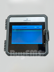 ETC-Stylus pen mounted on Emerson/Copeland E3 controller, measuring 4.5 inches with secure adhesive.