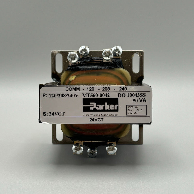 Parker 560-0042 Transformer T-012 — 120/208/240V transformer for HVAC, refrigeration, and EMS systems. Reliable power conversion with durable design for long-term operation. Low stock available.