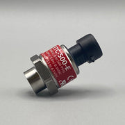 ETC-500-E Pressure Transducer (800-2500) for HVAC and refrigeration applications, featuring a 0-500 psi pressure range, 304L stainless steel housing, P67 electrical connection, and ±1% accuracy. Ideal for outdoor environments with high durability and vibration resistance. Supplied with 2M cable.