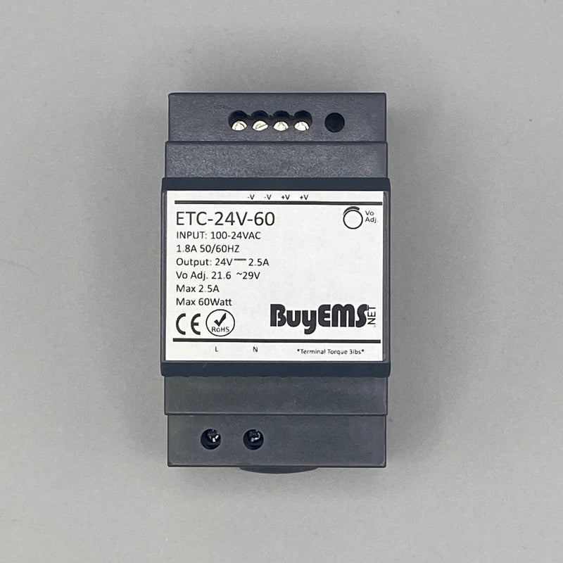 ETC-24V-60 Din Rail Power Supply, 24V DC 2.5A 60W for industrial control systems and HVAC applications