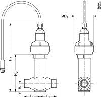 Danfoss 027H7187 Electric Regulating Valve, 7/8 in solder and 3/4 in weld connections, IP67 rated, compatible with refrigerants like R134a and R744 for precise pressure and temperature regulation.