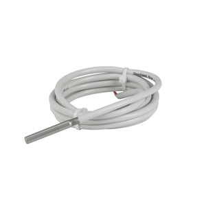 Danfoss 084N0036 AKS 12 temperature sensor, Pt1000 Class B, -40°F to 176°F, IP67, with 59 in PVC cable and stainless steel probe.