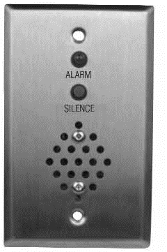 ETC-OAB-1 Danfoss equivalent Office Alarm Box, stainless steel wall-mounted remote alarm indicator for 24V contact closure systems.